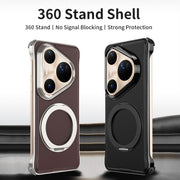 For Huawei Pura 80 Pro 5G Metal Frameless Plain Leather MagSafe Holder Phone Case(Black)