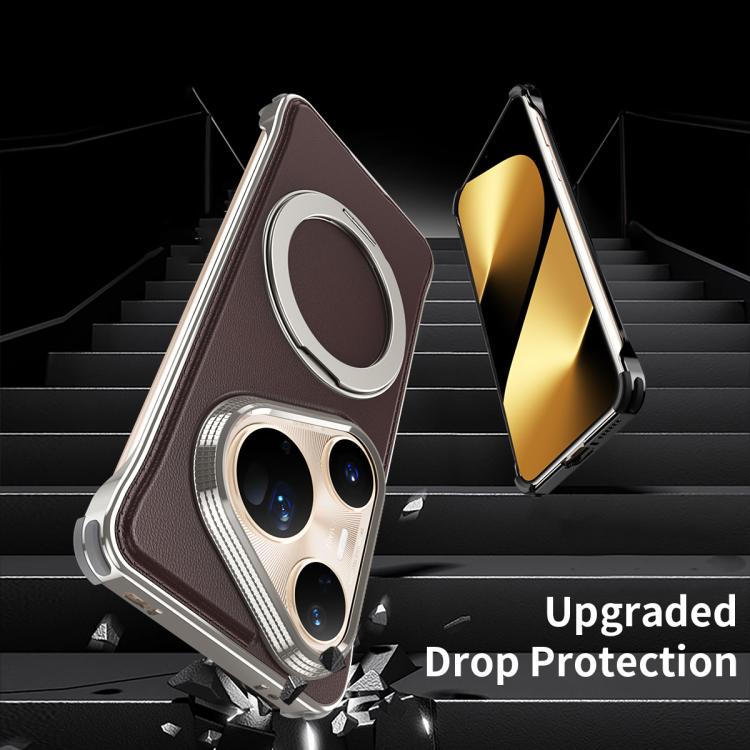 For Huawei Pura 80 Ultra 5G Metal Frameless Plain Leather MagSafe Holder Phone Case(Black) - free shipping - PMC TechLife - Order now!