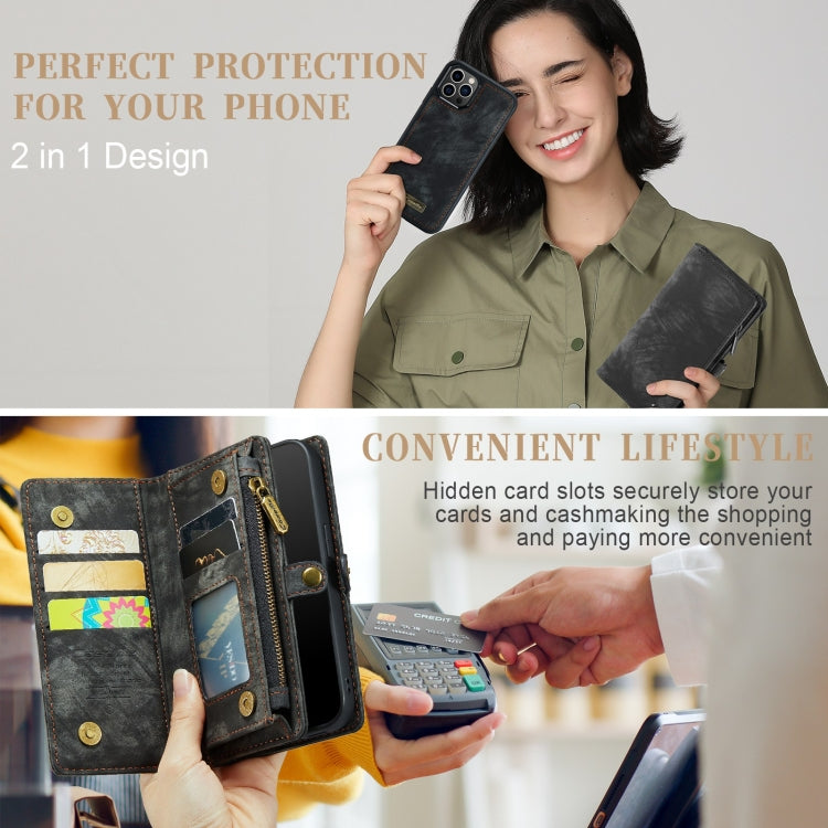 For iPhone 12 / 12 Pro CaseMe-008 Detachable Multifunctional Wallet Leather Phone Case (Black)