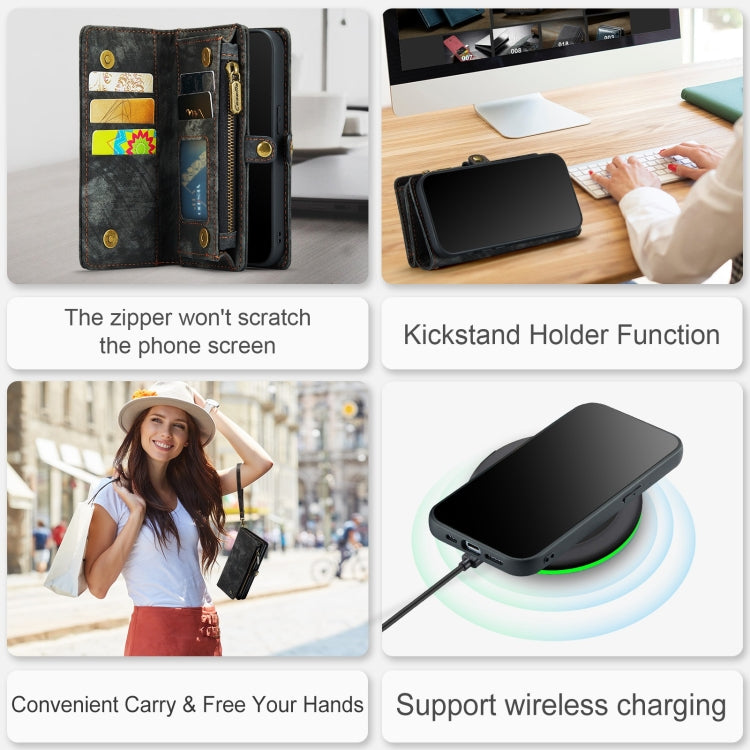 For iPhone 12 / 12 Pro CaseMe-008 Detachable Multifunctional Wallet Leather Phone Case (Black)
