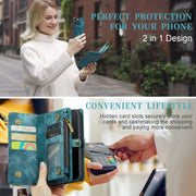 For iPhone 12 / 12 Pro CaseMe-008 Detachable Multifunctional Wallet Leather Phone Case (Blue)