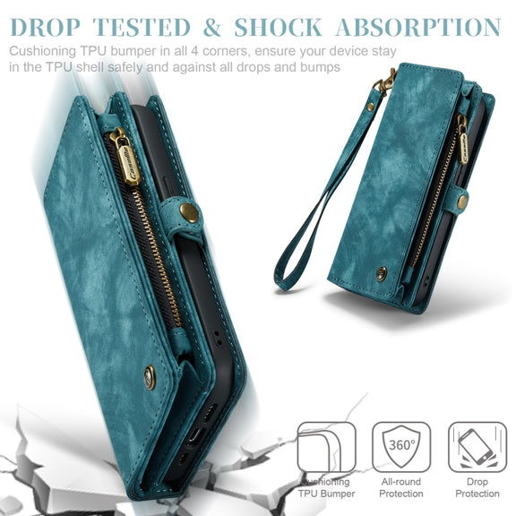 For iPhone 12 / 12 Pro CaseMe-008 Detachable Multifunctional Wallet Leather Phone Case (Blue)