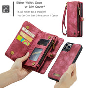 For iPhone 12 / 12 Pro CaseMe-008 Detachable Multifunctional Wallet Leather Phone Case (Red)