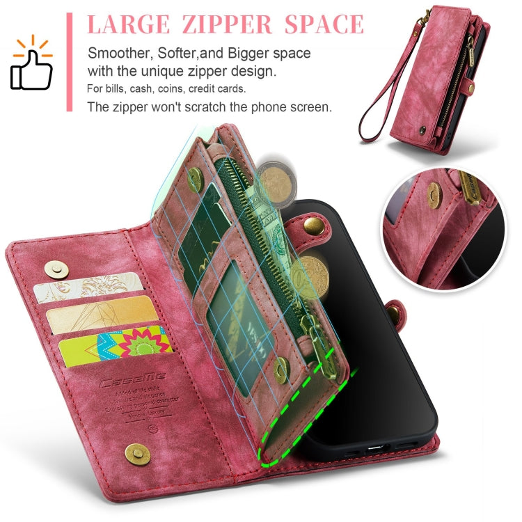 For iPhone 12 / 12 Pro CaseMe-008 Detachable Multifunctional Wallet Leather Phone Case (Red)