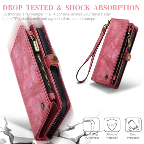 For iPhone 12 / 12 Pro CaseMe-008 Detachable Multifunctional Wallet Leather Phone Case (Red)