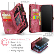 For iPhone 12 / 12 Pro CaseMe-008 Detachable Multifunctional Wallet Leather Phone Case (Red)