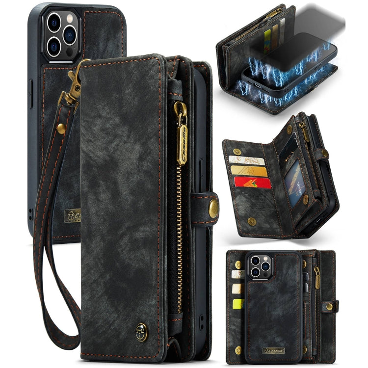 For iPhone 12 Pro Max CaseMe-008 Detachable Multifunctional Wallet Leather Phone Case (Black) - free shipping - PMC Jewellery - Order now!