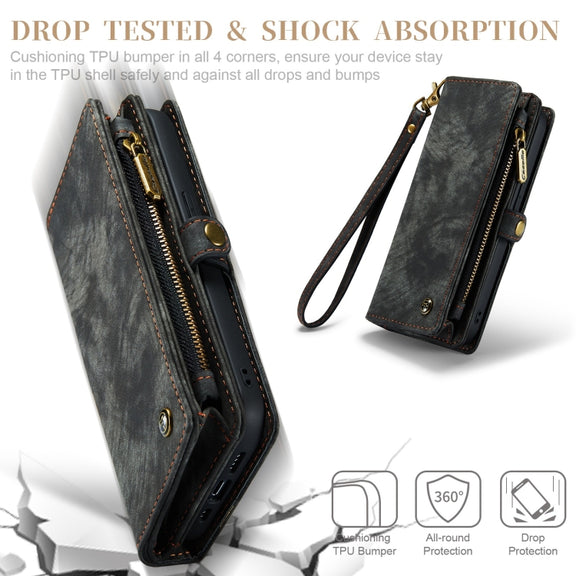 For iPhone 12 Pro Max CaseMe-008 Detachable Multifunctional Wallet Leather Phone Case (Black)