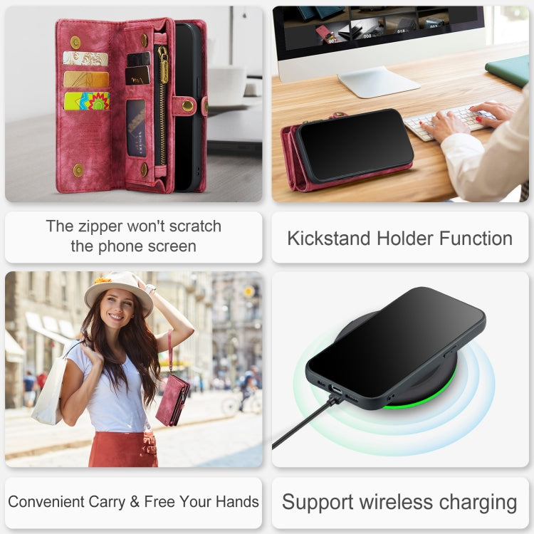 For iPhone 12 Pro Max CaseMe-008 Detachable Multifunctional Wallet Leather Phone Case (Red) - free shipping - PMC Jewellery - Order now!