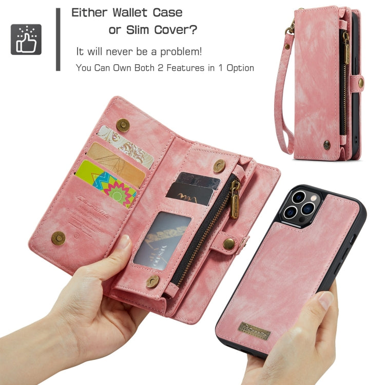 For iPhone 12 Pro Max CaseMe-008 Detachable Multifunctional Wallet Leather Phone Case (Pink)