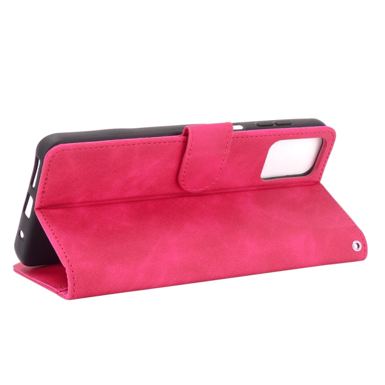 For Motorola Moto G9 Plus Solid Color Skin Feel Magnetic Buckle Horizontal Flip Calf Texture PU Leather Case with Holder & Card Slots & Wallet(Rose Red)