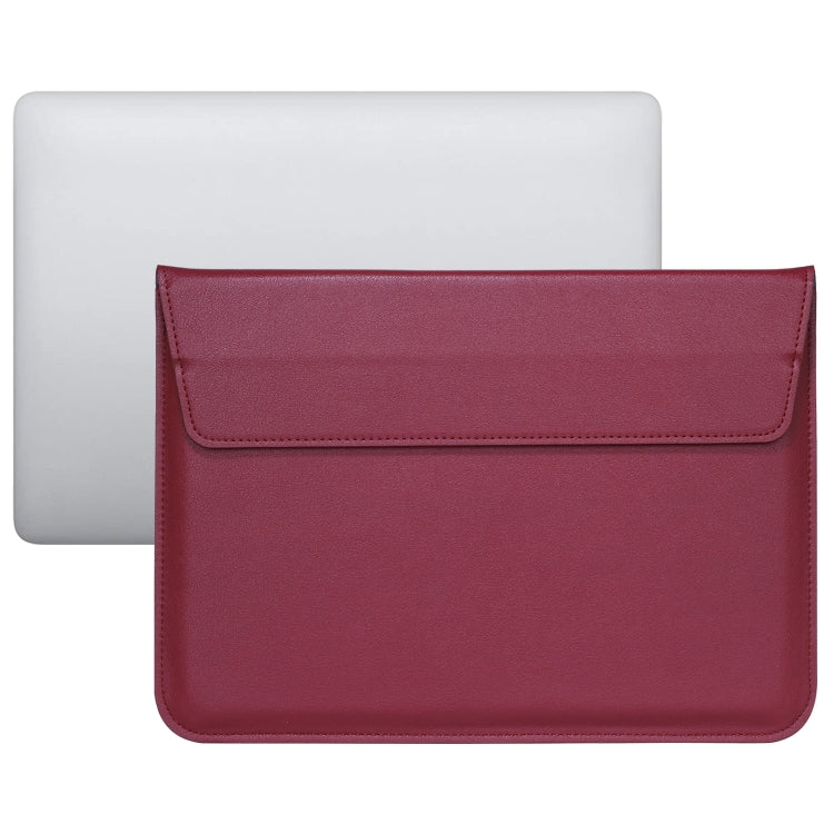 PU Leather Ultra-thin Envelope Bag Laptop Bag for MacBook Air / Pro 13 inch, with Stand Function(Wine Red) - Protective Bags by PMC Jewellery | Online Shopping South Africa | PMC Jewellery | Buy Now Pay Later Mobicred