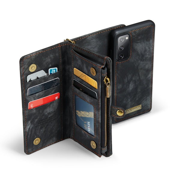 For Samsung Galaxy S20 FE CaseMe 008 Detachable Multifunctional Horizontal Flip Leather Case with Holder & Card Slot & Zipper Wallet & Photo Frame(Black)