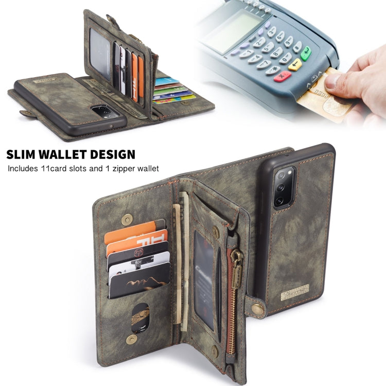 For Samsung Galaxy S20 FE CaseMe 008 Detachable Multifunctional Horizontal Flip Leather Case with Holder & Card Slot & Zipper Wallet & Photo Frame(Black)