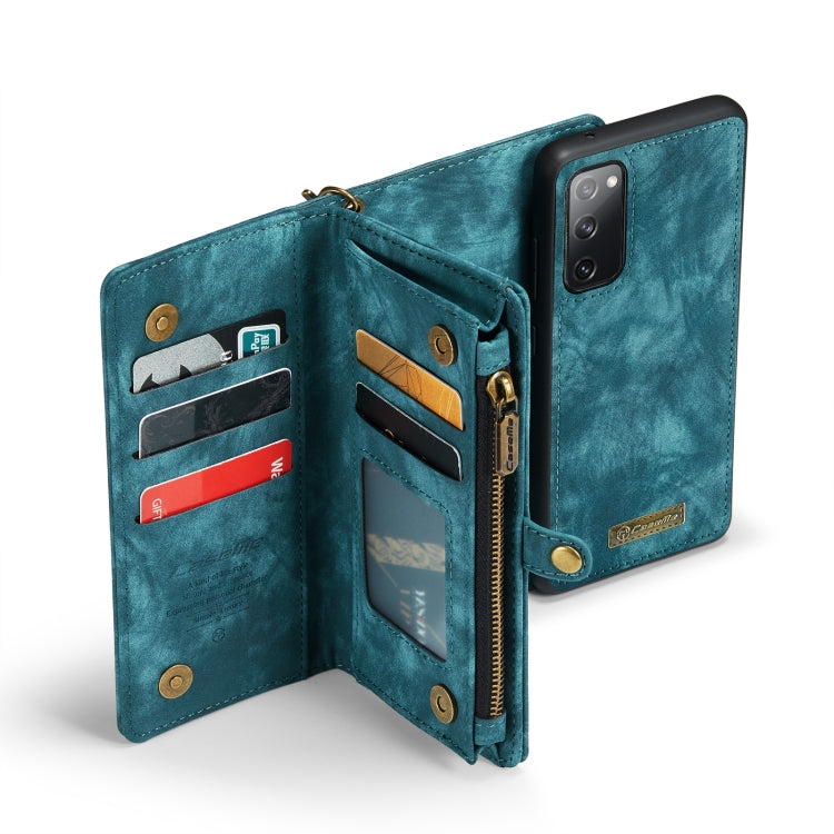 For Samsung Galaxy S20 FE CaseMe 008 Detachable Multifunctional Horizontal Flip Leather Case with Holder & Card Slot & Zipper Wallet & Photo Frame(Blue)