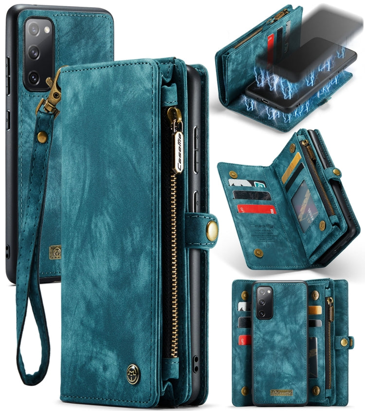 For Samsung Galaxy S20 FE CaseMe 008 Detachable Multifunctional Horizontal Flip Leather Case with Holder & Card Slot & Zipper Wallet & Photo Frame(Blue) - free shipping - PMC Jewellery - Order now!