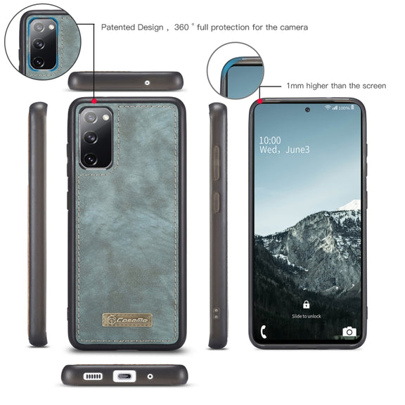 For Samsung Galaxy S20 FE CaseMe 008 Detachable Multifunctional Horizontal Flip Leather Case with Holder & Card Slot & Zipper Wallet & Photo Frame(Blue)