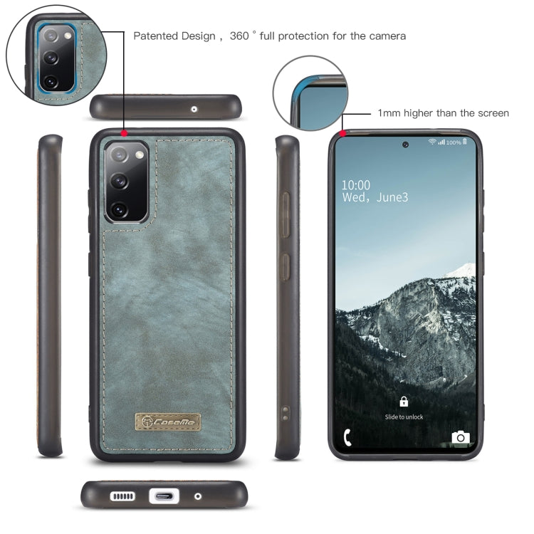 For Samsung Galaxy S20 FE CaseMe 008 Detachable Multifunctional Horizontal Flip Leather Case with Holder & Card Slot & Zipper Wallet & Photo Frame(Blue)