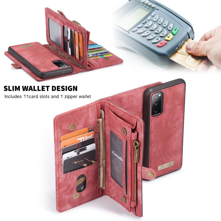 For Samsung Galaxy S20 FE CaseMe 008 Detachable Multifunctional Horizontal Flip Leather Case with Holder & Card Slot & Zipper Wallet & Photo Frame(Red)