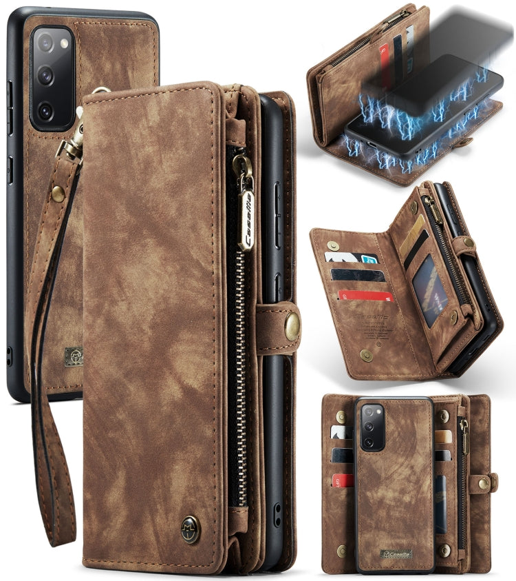 For Samsung Galaxy S20 FE CaseMe 008 Detachable Multifunctional Horizontal Flip Leather Case with Holder & Card Slot & Zipper Wallet & Photo Frame(Brown) - free shipping - PMC Jewellery - Order now!