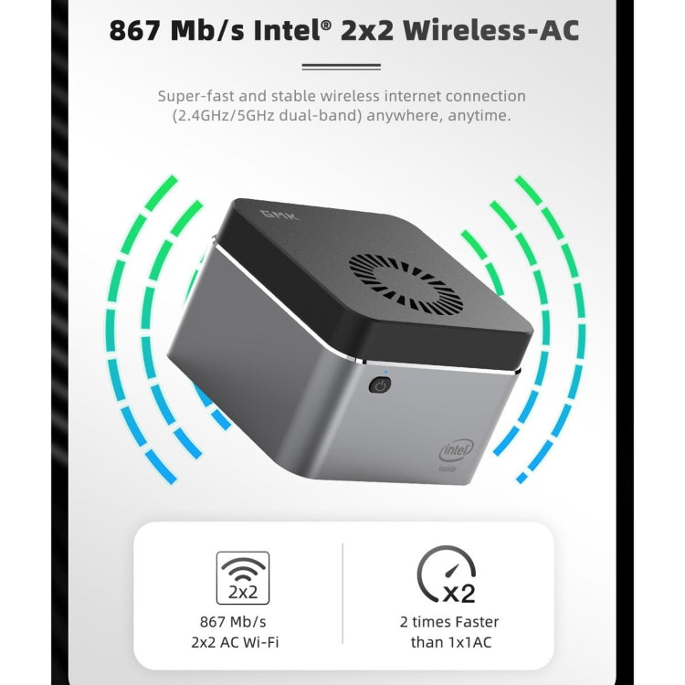 GMK NucBox Windows 10 System Mini PC, Intel Celeron J4125 Quad Core 64bit 14nm 2GHz-2.7GHz, Support WiFi & Bluetooth & RJ45, 8GB+128GB,EU Plug - Windows Mini PCs by PMC TechLife | Online Shopping South Africa | PMC TechLife | Buy Now Pay Later Mobicred