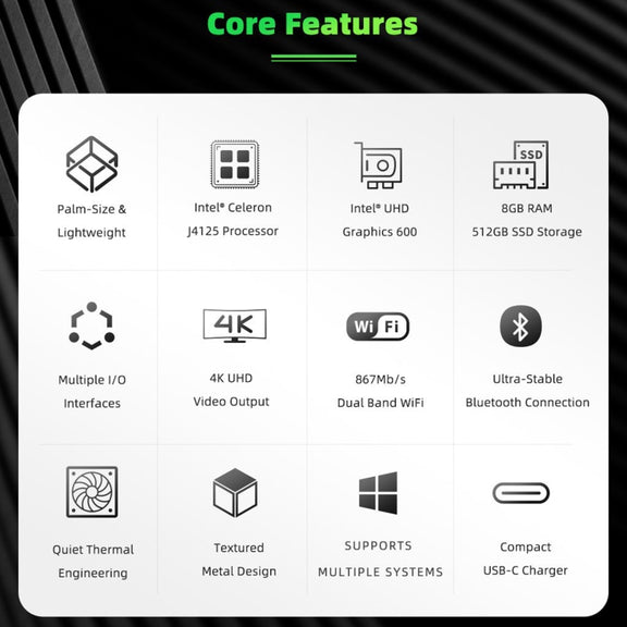 GMK NucBox Windows 10 System Mini PC, Intel Celeron J4125 Quad Core 64bit 14nm 2GHz-2.7GHz, Support WiFi & Bluetooth & RJ45, 8GB+128GB,EU Plug