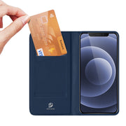 For iPhone 12 / 12 Pro DUX DUCIS Skin Pro Series Horizontal Flip PU + TPU Leather Case with Holder & Card Slots(Blue)