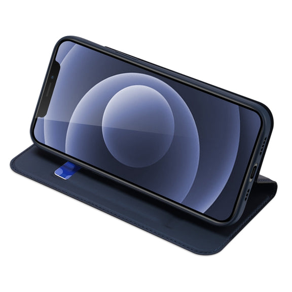 For iPhone 12 / 12 Pro DUX DUCIS Skin Pro Series Horizontal Flip PU + TPU Leather Case with Holder & Card Slots(Blue)