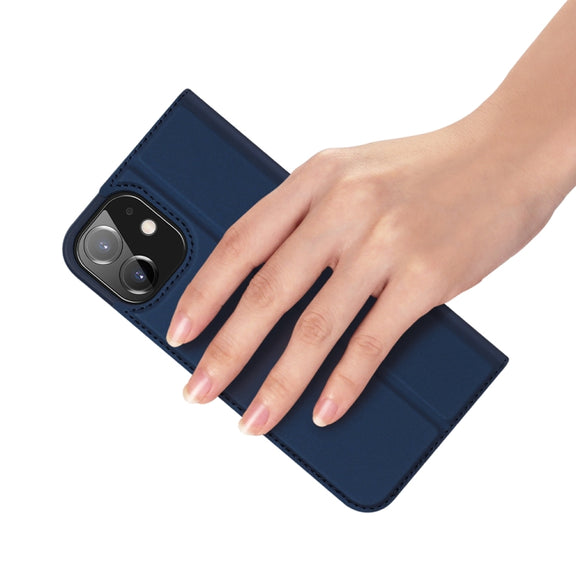 For iPhone 12 / 12 Pro DUX DUCIS Skin Pro Series Horizontal Flip PU + TPU Leather Case with Holder & Card Slots(Blue)