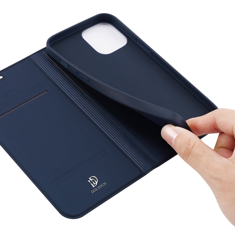 For iPhone 12 / 12 Pro DUX DUCIS Skin Pro Series Horizontal Flip PU + TPU Leather Case with Holder & Card Slots(Blue)