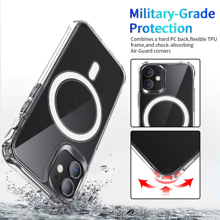 For iPhone 12 Pro Max Magsafe Case Magnetic Ring Clear Crystal Acrylic +TPU Four-corner Airbag Shockproof Case(Transparent)