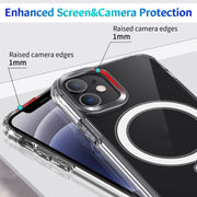 For iPhone 12 Pro Max Magsafe Case Magnetic Ring Clear Crystal Acrylic +TPU Four-corner Airbag Shockproof Case(Transparent)