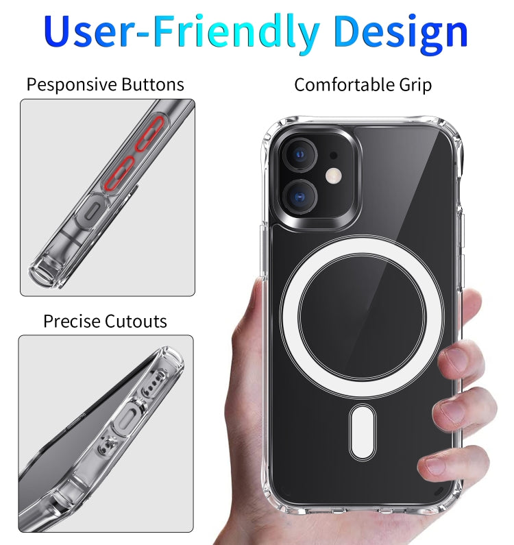 For iPhone 12 mini Magsafe Case Magnetic Ring Clear Crystal Acrylic +TPU Four-corner Airbag Shockproof Case (Transparent) - iPhone 12 mini Cases by PMC TechLife | Online Shopping South Africa | PMC TechLife