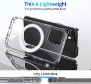 For iPhone 12 mini Magsafe Case Magnetic Ring Clear Crystal Acrylic +TPU Four-corner Airbag Shockproof Case (Transparent)