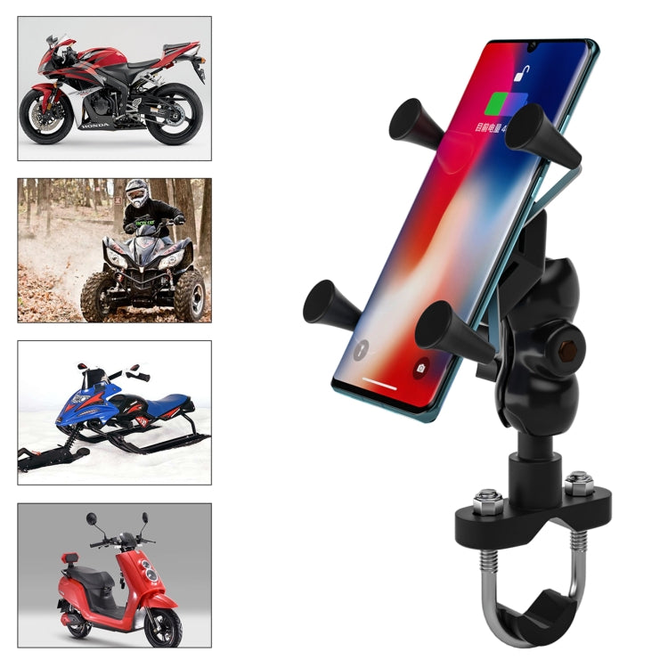 WUPP CS-1133A1 Motorcycle Four-claw X Shape Adjustable Mobile Phone Holder Bracket, Double Tap Buckle Version - free shipping - PMC Jewellery - Order now!