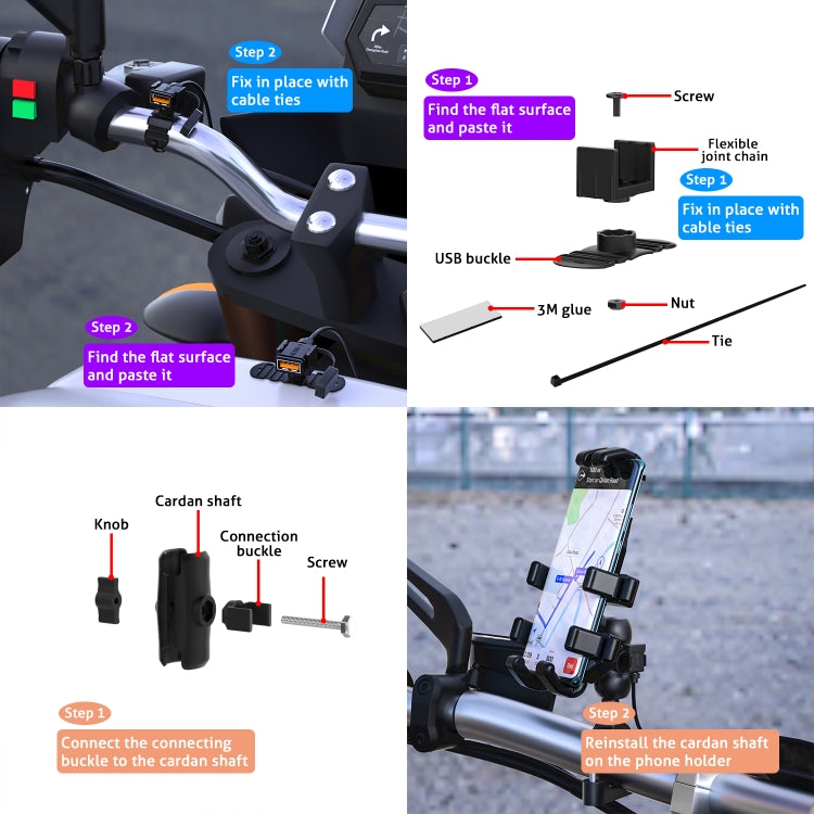 WUPP CS-1186A1 Motorcycle SAE Dual USB Fast Charging Charger - free shipping - PMC Jewellery - Order now!