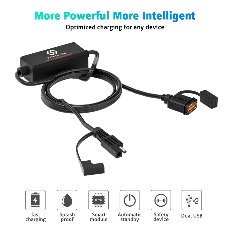 WUPP CS-1186B1 Motorcycle SAE Single USB Port Fast Charging Charger - free shipping - PMC TechLife - Order now!