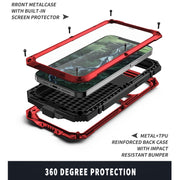 For iPhone 12 Pro Max R-JUST Shockproof Water-resistant Dust-proof Metal + Silicone Protective Case with Holder(Red)