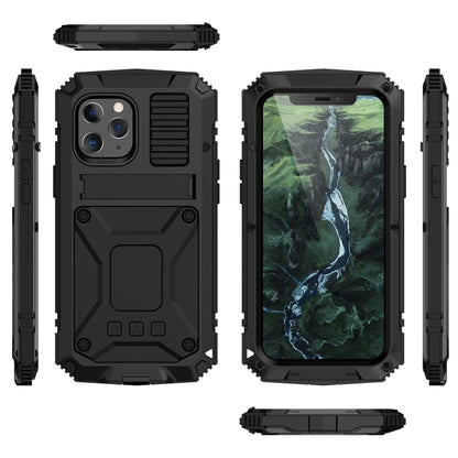 For iPhone 12 mini R-JUST Shockproof Waterproof Dust-proof Metal + Silicone Protective Case with Holder (Black) - free shipping - PMC Jewellery - Order now!