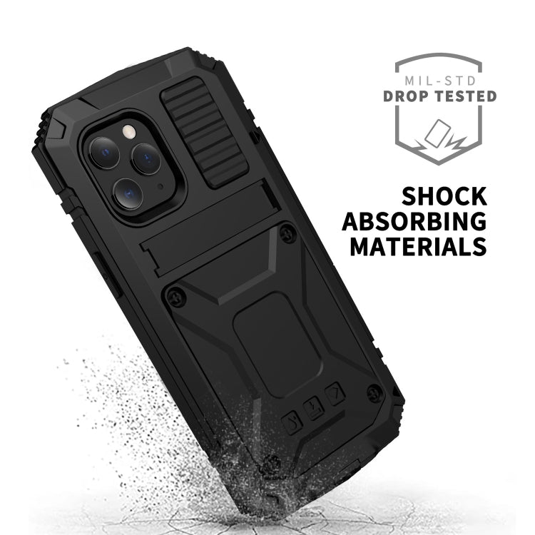 For iPhone 12 mini R-JUST Shockproof Waterproof Dust-proof Metal + Silicone Protective Case with Holder (Black) - free shipping - PMC Jewellery - Order now!
