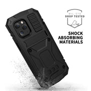 For iPhone 12 mini R-JUST Shockproof Water-resistant Dust-proof Metal + Silicone Protective Case with Holder (Black)