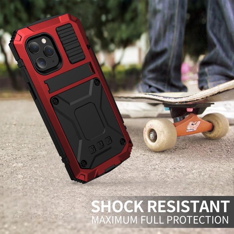 For iPhone 12 mini R-JUST Shockproof Waterproof Dust-proof Metal + Silicone Protective Case with Holder (Red) - iPhone 12 mini Cases by R-JUST | Online Shopping South Africa | PMC TechLife | Buy Now Pay Later Mobicred