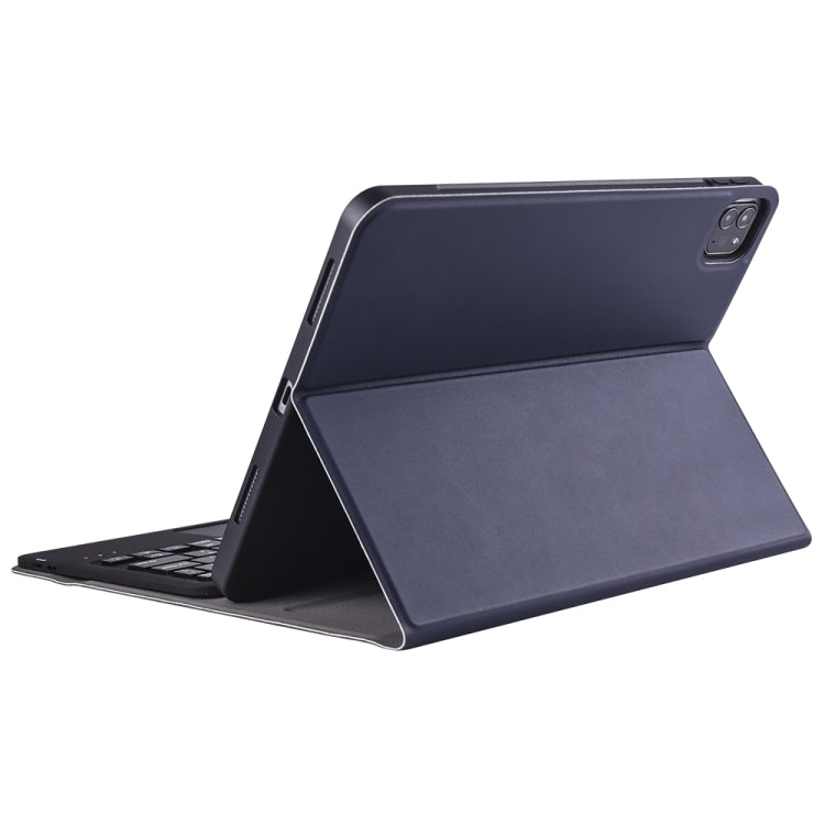 A098B-A Detachable ABS Ultra-thin Bluetooth Keyboard + TPU Tablet Case for iPad Air 11 2024 / 2025 / Air 4 10.9 inch 2020, with Stand & Pen Slot & Touch(Dark Blue)