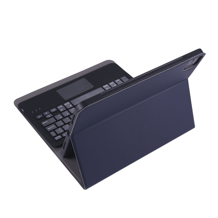 A098B-A Detachable ABS Ultra-thin Bluetooth Keyboard + TPU Tablet Case for iPad Air 11 2024 / 2025 / Air 4 10.9 inch 2020, with Stand & Pen Slot & Touch(Dark Blue)