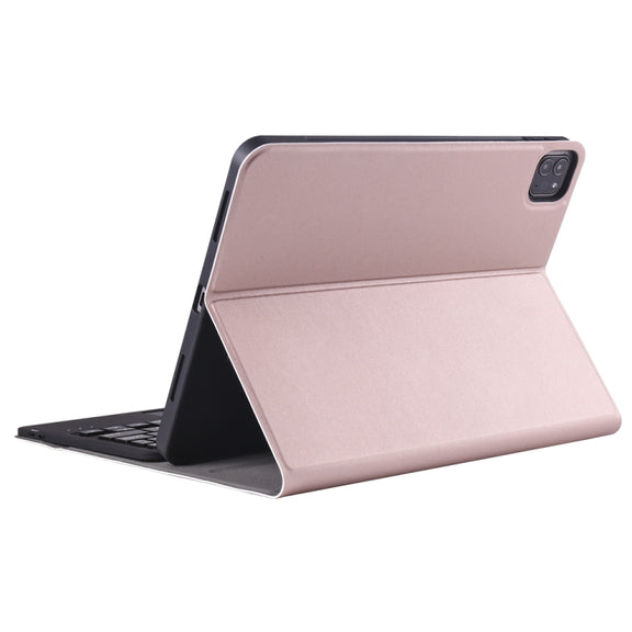 A098B-A Detachable ABS Ultra-thin Bluetooth Keyboard + TPU Tablet Case for iPad Air 11 2024 / 2025 / Air 4 10.9 inch 2020, with Stand & Pen Slot & Touch(Rose Gold)