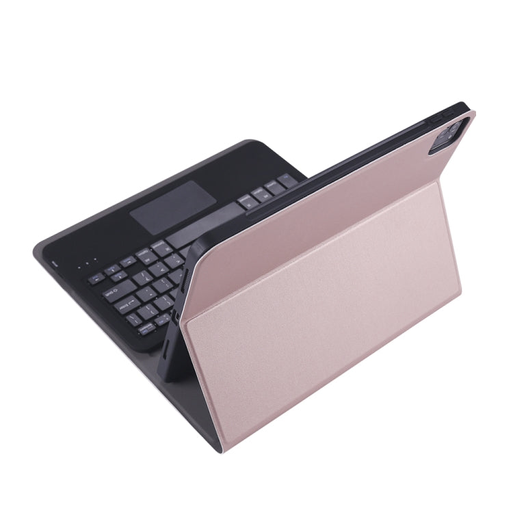 A098B-A Detachable ABS Ultra-thin Bluetooth Keyboard + TPU Tablet Case for iPad Air 11 2024 / 2025 / Air 4 10.9 inch 2020, with Stand & Pen Slot & Touch(Rose Gold)