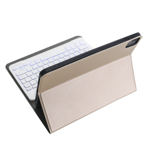 A098BS Detachable Ultra-thin Backlight Bluetooth Keyboard Tablet Case for iPad Air 11 2024 / 2025 / Air 4 10.9 inch 2020, with Stand & Pen Slot(Gold)
