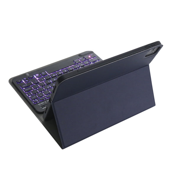 A098BS Detachable Ultra-thin Backlight Bluetooth Keyboard Tablet Case for iPad Air 11 2024 / 2025 / Air 4 10.9 inch 2020, with Stand & Pen Slot(Dark Blue)