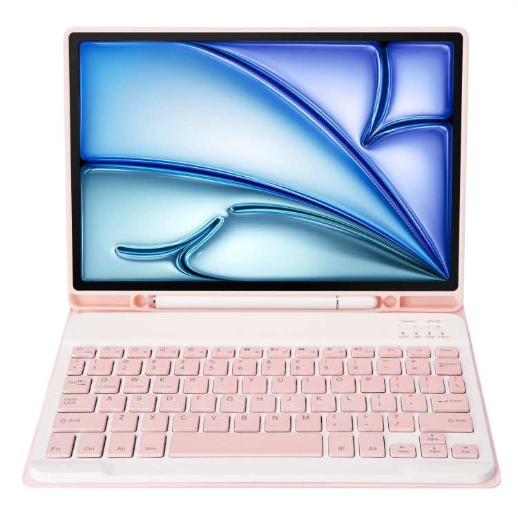 For iPad Air 11 2024 / 2025 / Air 4 2020 / Air 5 2022 A098B Detachable ABS Ultra-thin Candy Colors Bluetooth Keyboard Tablet Case with Stand & Pen Slot(Pink)