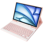 For iPad Air 11 2024 / 2025 / Air 4 2020 / Air 5 2022 A098B Detachable ABS Ultra-thin Candy Colors Bluetooth Keyboard Tablet Case with Stand & Pen Slot(Pink)